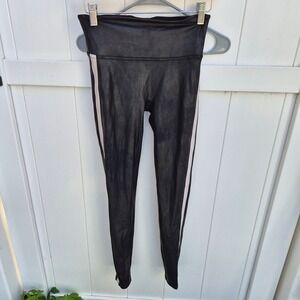 Spanx Faux Leather Side Stripe Active Leggings‎ Medium Activewear Althleisure
